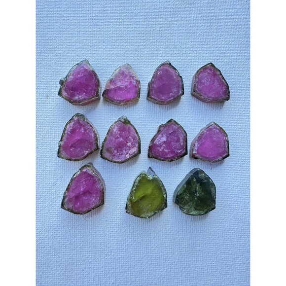 Watermelon Tourmaline Slices Cabochons Custom Cut Polished Both Sides 193 cts - Picture 9 of 10